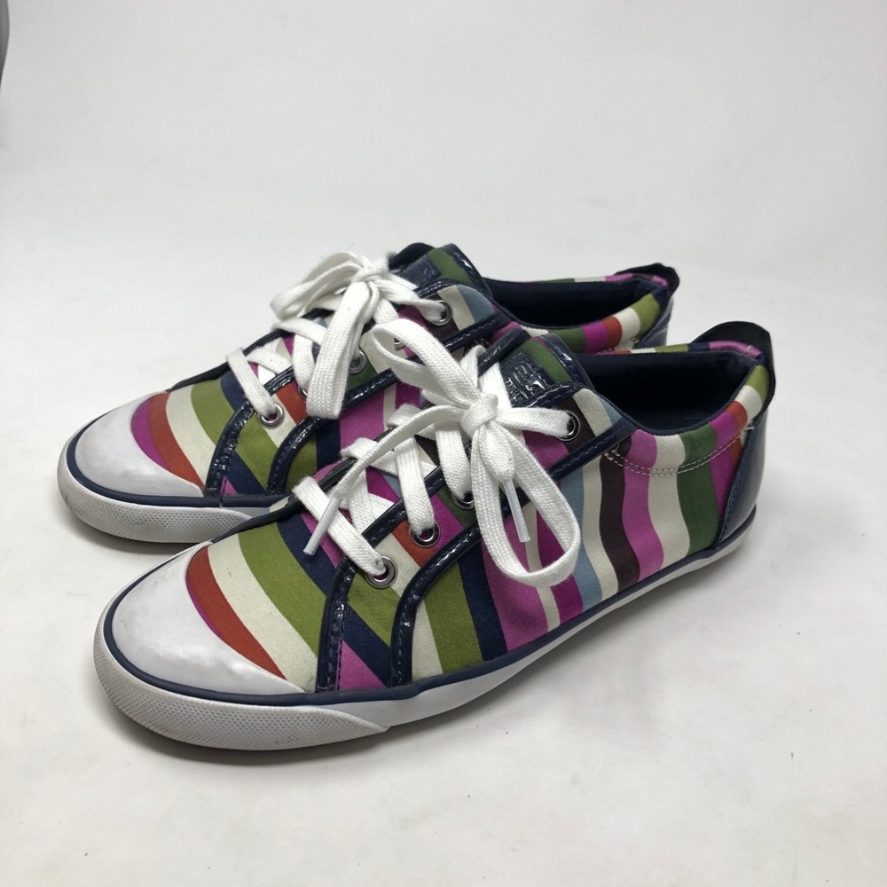 Coach Blue and Pink Athletic Shoes with Striped Design